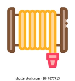Firehose Hose Reel Icon Vector. Outline Firehose Hose Reel Sign. Isolated Contour Symbol Illustration