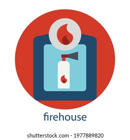 Firehouse flat icon. Editable stroke. Design template vector