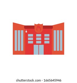 firehouse flat style icon design, Emergency rescue save department 911 danger help safety and aid theme Vector illustration