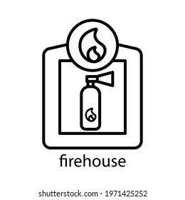 Firehouse line icon. Editable stroke. Design template vector