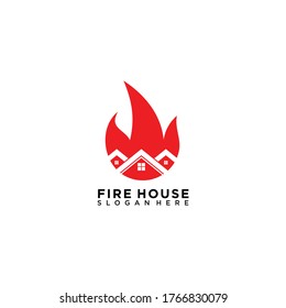 Firehouse Logo Design Concept Fire house Stock Vector