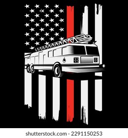 Fireman american flag thin red line t-shirt design