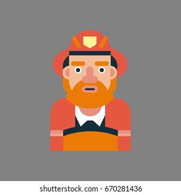 Fireman avatar. Modern simple and clean design. Emblem, logo, badge. Vector icon in flat style. Eps10.