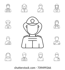 Fireman avatar. Set of avatar icons on white background