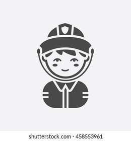 Fireman black icon. Illustration for web and mobile.
