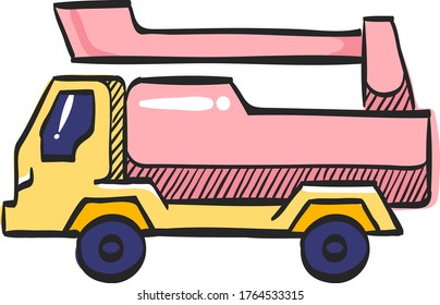 Fireman car icon in color drawing. Automotive service fighter extinguisher truck