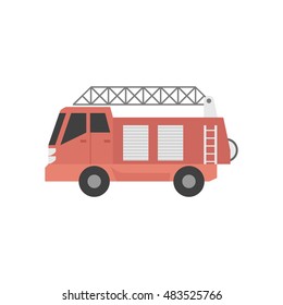Fireman car icon in flat color style. Automotive service fighter extinguisher truck
