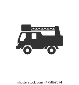 Fireman car icon in single color. Automotive service fighter extinguisher truck