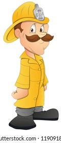 Fireman - Cartoon Character - Vector Illustration