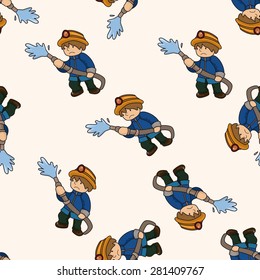 fireman , cartoon seamless pattern background