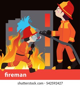 Fireman collection vector illustration