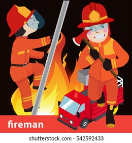 Fireman collection vector illustration