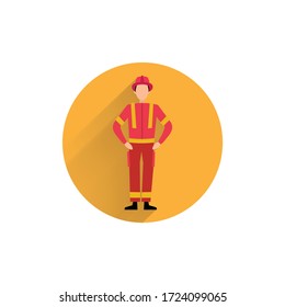 fireman colorful flat icon with long shadow. fireman flat icon