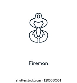 Fireman concept line icon. Linear Fireman concept outline symbol design. This simple element illustration can be used for web and mobile UI/UX.