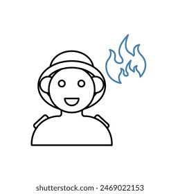 fireman concept line icon. Simple element illustration. fireman concept outline symbol design.