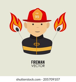 Fireman design over beige background, vector illustration