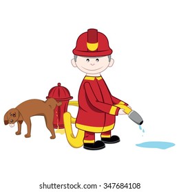 Fireman And Dog