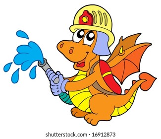 Fireman dragon on white background - vector illustration.