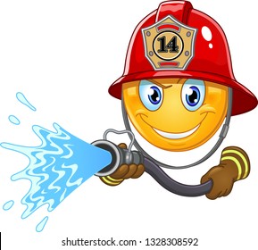 Fireman emoticon using a hose