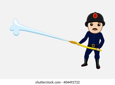 Fireman with Fire Hose Vector Illustration