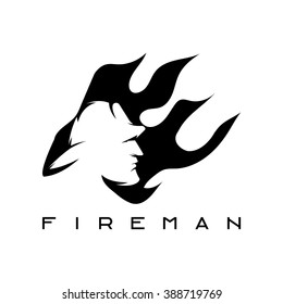 fireman in flame abstract vector design template