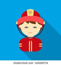Fireman flat icon. Illustration for web and mobile design.