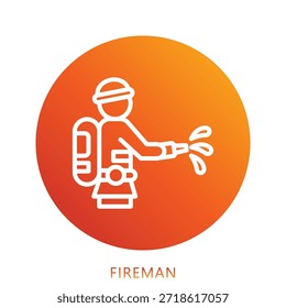 Fireman Gradient Icon Mini Illustration, Use For Modern Concept, Print, Ui, Ux Kit, Web And App Development. Vector Related To Firefighter, Rescue And More