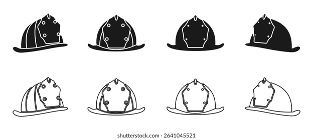 fireman hat cap icon set vector illustration isolated on white background.