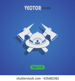 Fireman hat and crossed axes vector icon