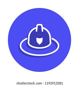 Fireman hat icon in badge style. One of fire guard collection icon can be used for UI, UX