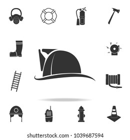 Fireman hat icon. Detailed set icons of firefighter element icons. Premium quality graphic design. One of the collection icons for websites, web design, mobile app on white background