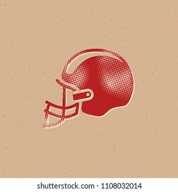 Fireman hat icon in halftone style. Grunge background vector illustration.