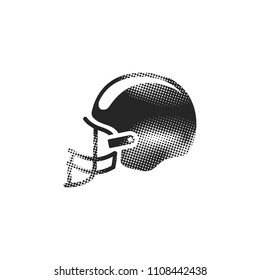 Fireman hat icon in halftone style. Black and white monochrome vector illustration.