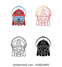 Fireman head icon pack, eps 10