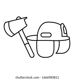 fireman helmet with ax on white background vector illustration design