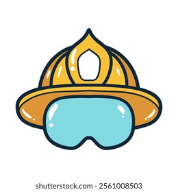 Fireman helmet with glasses element vector illustration