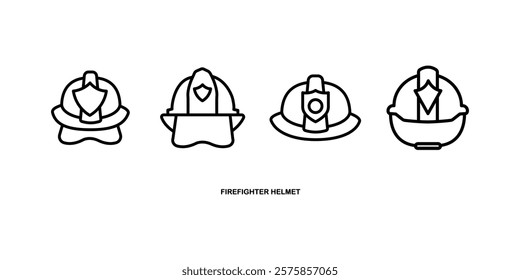 Fireman helmet icon set. Simple illustration of fireman helmet vector icon for web. Isolated contour symbol black illustration