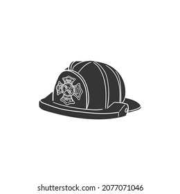 Fireman Helmet Icon Silhouette Illustration. Firefighter Vector Graphic Pictogram Symbol Clip Art. Doodle Sketch Black Sign.