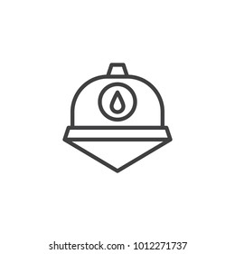 Fireman helmet line icon, outline vector sign, linear style pictogram isolated on white. Symbol, logo illustration. Editable stroke