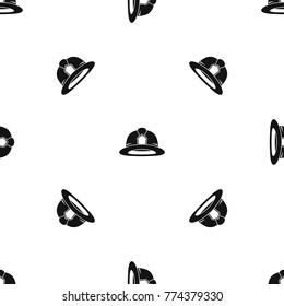 Fireman helmet pattern repeat seamless in black color for any design. Vector geometric illustration