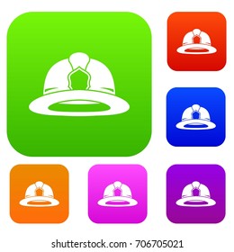 Fireman helmet set icon in different colors isolated vector illustration. Premium collection