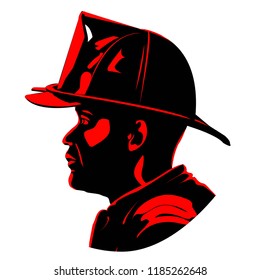 Fireman with Helmet Two Tone Side Profile