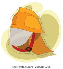 fireman helmets. Modern firefighter helmet. Accessory to protect head and face from fire