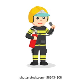fireman holding fire extinguisher