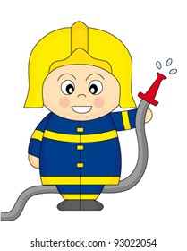 Fireman holding a fire hose