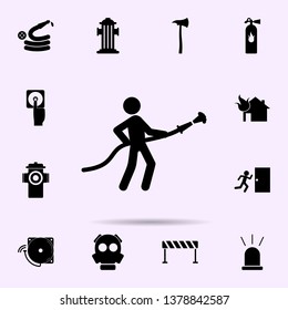 fireman with hose icon. Fireman icons universal set for web and mobile