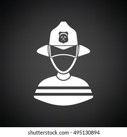 Fireman icon. Black background with white. Vector illustration.