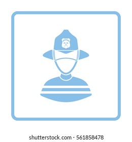 Fireman icon. Blue frame design. Vector illustration.