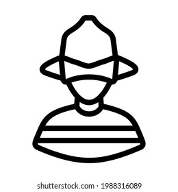 Fireman Icon. Bold outline design with editable stroke width. Vector Illustration.