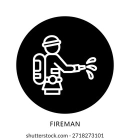 Fireman Icon Button Mini-Illustration, für moderne Konzeption, Print, UI, UX-Kit, Web und App-Entwicklung. Vektor verwandt mit Feuerwehrmann, Rettung und mehr